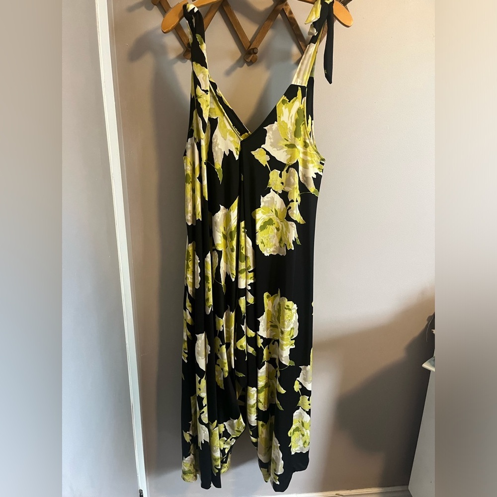 Lillia’s Bliss drop crotch jumpsuit romper with peonies and pockets small shop